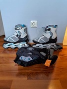 Rolki damskie, używane w bardzo dobrym stanie plus zestaw ochraniaczy M.