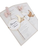 Zaproszenia Pierwsza Komunia komunijne kalka kwiaty suszone personalizowane