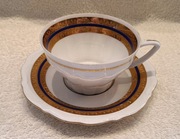 Bogucice. Piękny porcelanowy serwis kawowy. Złoto+kobalt. NOWY.