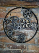 Ozdoba ścienna, obraz z kół zębatych, metaloplastyka 