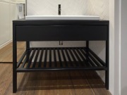 Elegancka czarna szafka łazienkowa z umywalką 52 cm x 100 cm x 78 cm