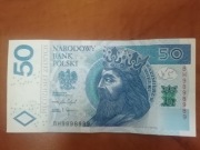 Banknot 50 zł unikatowy nr serii BH9898989 
