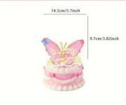 Różowy motyl - topper zestaw na tort urodzinowy 1 sztuka