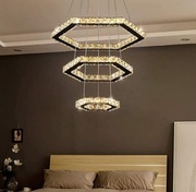 Sześciokątny kryształowy żyrandol do salonu nowoczesna lampa sufitowa