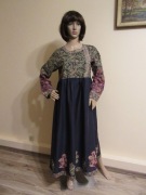 J. Junaid Jamshed Pakistan sukienka orientalna granat nadruk _nowa_ M/L