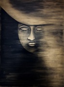 ZŁOTA ANIMOZJA PIĘKNY RĘCZNIE MALOWANY OBRAZ AKRYL SYMBOLIZM ABSTRAKCJA