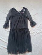 Czarna sukienka tiulowa z haftem motyli - LCW Young, rozmiar S