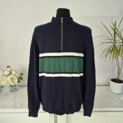 Swetr meski M Granatowy w paski 100 % Bawelna