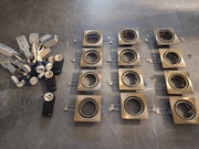 12szt Komplet Opraw Oświetleniowych Halogenowych kolor Mosiądz Czesany GU10