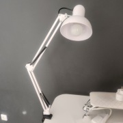 Lampka biurkowa biała kreślarska 60W lampa z uchwytem  