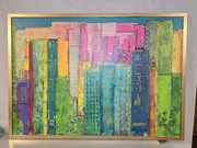 Obraz akrylowy 100x70 cm w złotej drewnianej ramie 