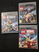 Zestaw 3 gier PS3- Marvel Super Heroes, Star Wars! III, Hobbit.