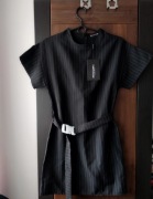 Nowa czarna sukienka w paski XS Pretty Little Thing elegancka sukienka
