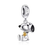 Srebrny Nowy Charms do bransoletki modułowej - Snoopy 