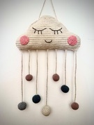 Wełniana Maskotka Uśmiechnięta Chmurka Do Powieszenia Ozdoba