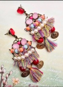 Piękne artystyczne efektowne kolczyki handmade boho modne wiosna lato 