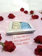 Zestaw prezentowy - Komplet ręczników Żona Mąż 2szt 70x140, 100% bawełna 