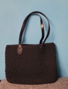 Torebka Szydełkowa z sznurka bawełnianego czarna