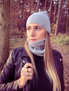 Komplet jesienno-zimowy czapka komin prążek 