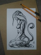  Rysunek: kobieta-kot - cienkopis, A4, 250g/m2