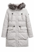 Ciepła kurtka zimowa damska, jasnoszara, rozmiar M (40)