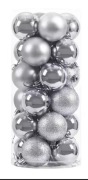 Zestaw 24 srebrnych Bombek Choinkowych– Stwórz Magię Świąt!