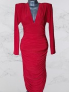 Sukienka Norma Kamali Czerwona M/38 Midi/Maxi Modelująca Klepsydra Wesele