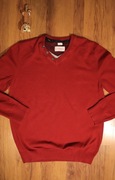 Sweter s.Oliver r. L czerwony męski dekolt v bawełniany dł rękaw 