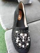 Espadryle czarne na koturnie 