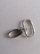 karabińczyk metalowy, srebrny, 30 mm, owalny