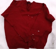 Sweter wełniany bordowy serek. Rozmiar 57.