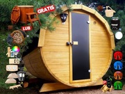 SAUNA Ogrodowa 200cm + GRATIS Beczka 500L + Akcesoria