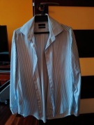 Koszula biała w niebieskie pasy ZARA