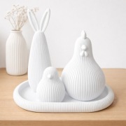 Ozdoby Wielkanocne Zestaw Królik + Kurki na Tacy | Wydruk 3D | Różne Kolory