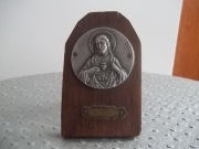Serce Jezusa płaskorzeźba sygnatura monogram metal