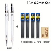 ołówek automatyczny 0,7 mm zestaw 2 ołówki 50 wkładów gumka gratis