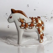 Figurka Koń Konik ceramiczny- ręcznie malowany zdobiony - BURSZTYN