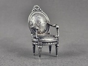 Srebrny fotel do domku dla lalek kon XIX w. 
