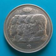 100 franków 1951 Belgia  Ag 0,835 waga 18 g