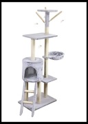 Drapak dla kota legowisko z zabawkami SZARY