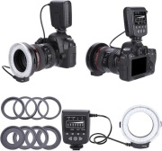 Lampa pierścieniowa F100 makro Canon Nikon adaptery, nieużywana