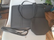 Nowa czarna torba na ramię + saszetka wym. 42x30x15 cm, brak metki