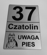 Grawerowane tabliczki z adresem oraz napisem uwaga pies 2w1