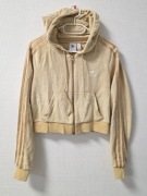 Adidas Originals damska bluza z kapturem welurowa XS beżowa Krótka crop