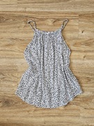 Bluzka top na cienkich ramiączkach biała kwiaty na lato luźna GAP M