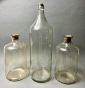 Zestaw 3 butli aptecznych | szkło laboratoryjne retro | 2 x 22 cm i 35 cm