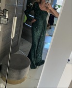 Sukienka cekinowa maxi, zielona, S