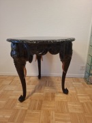 Antyczny Stół Angloindyjski ,( XIX/XX ) Z Rzeżbami Głów Słoni.