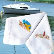 Serwetki haftowane komplet kwadrat bawełna ozdoba żagiel jacht styl morski