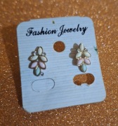 Kolczyki wkrętki wzór listki pastelowe 